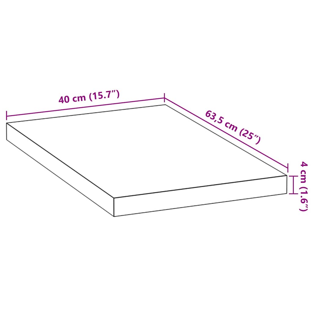 vidaXL Küchenarbeitsplatte 40x63,5x4 cm Massivholz Eiche Rechteckig