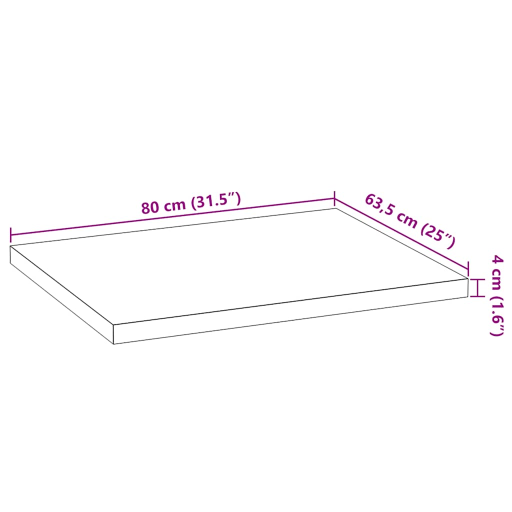 vidaXL Küchenarbeitsplatte 80x63,5x4 cm Massivholz Eiche Rechteckig