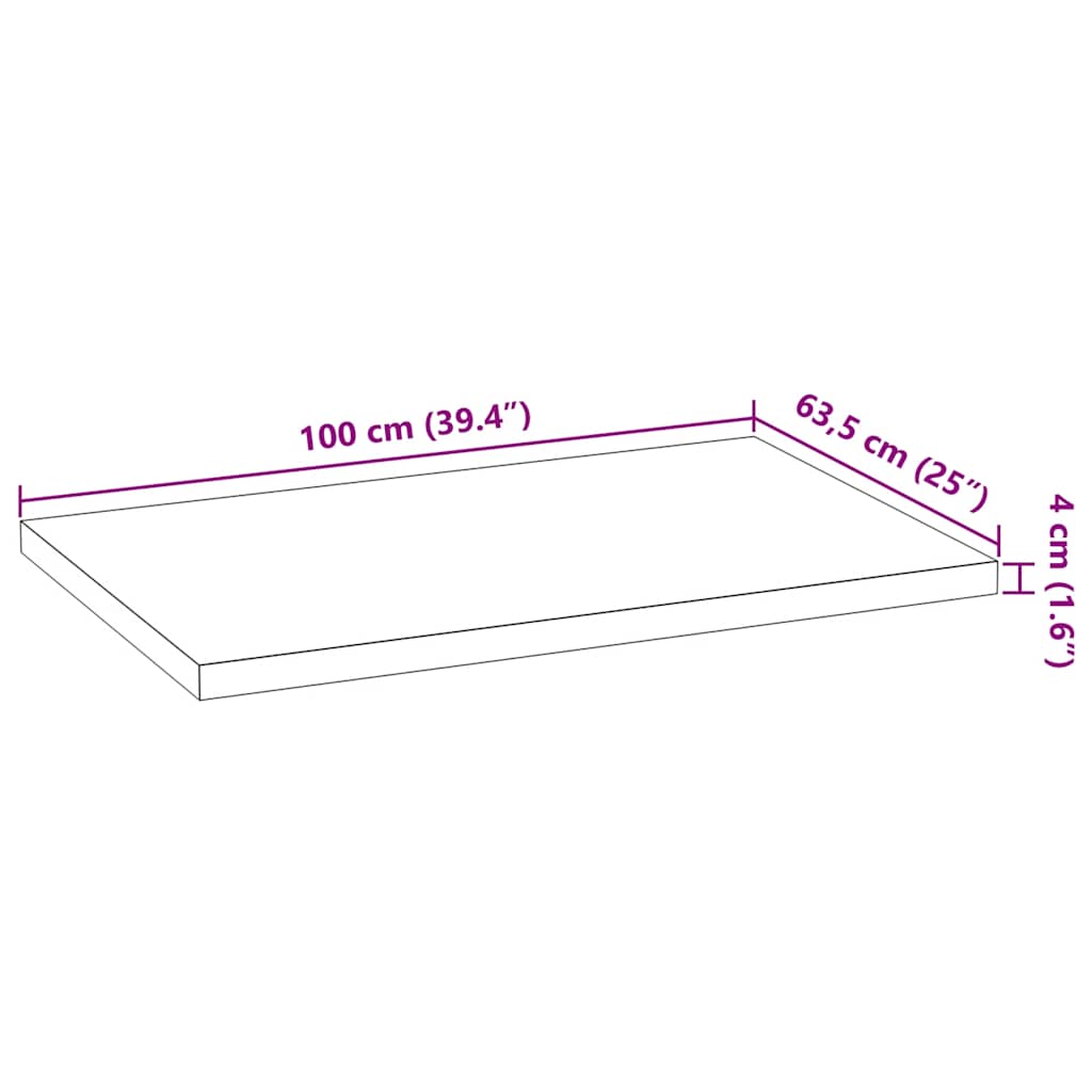 vidaXL Küchenarbeitsplatte 100x63,5x4 cm Massivholz Eiche Rechteckig