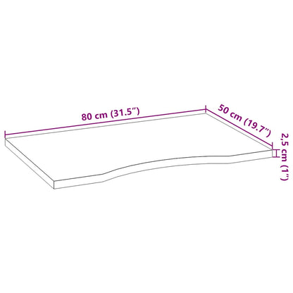 vidaXL Schreibtischplatte Unbehandelt 80x50x2,5 cm Massivholz Eiche