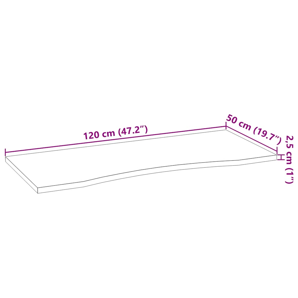 vidaXL Schreibtischplatte Hellbraun 120x50x2,5 cm Massivholz Eiche