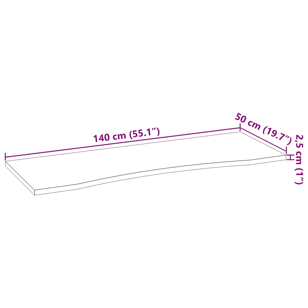 vidaXL Schreibtischplatte Hellbraun 140x50x2,5 cm Massivholz Eiche