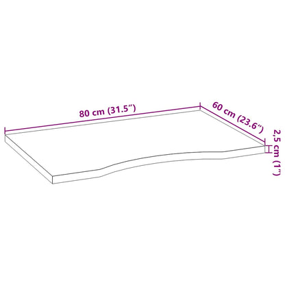 vidaXL Schreibtischplatte Hellbraun 80x60x2,5 cm Massivholz Eiche