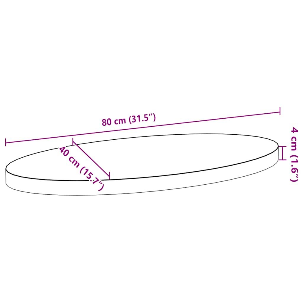 vidaXL Tischplatte 80x40x4 cm Massivholz Eiche Oval