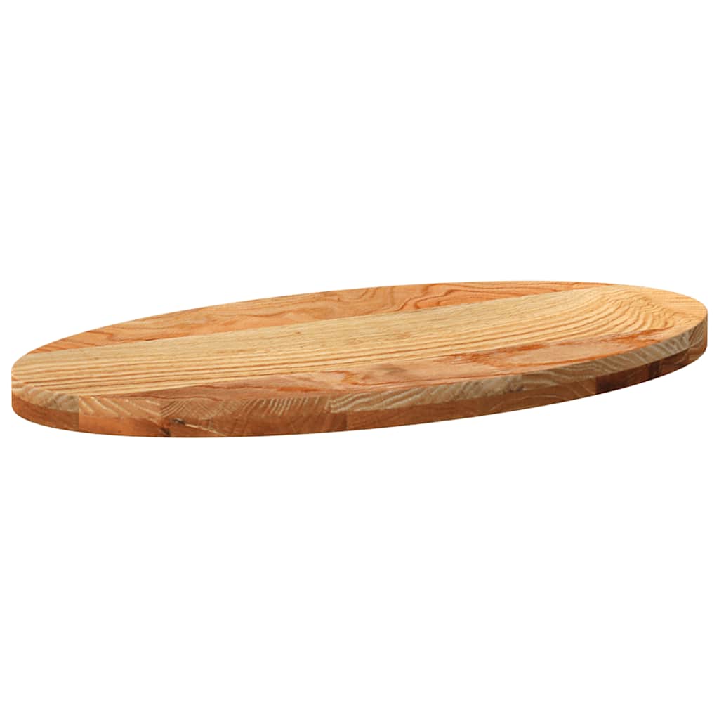 vidaXL Tischplatte Hellbraun 80x40x4 cm Massivholz Eiche Oval