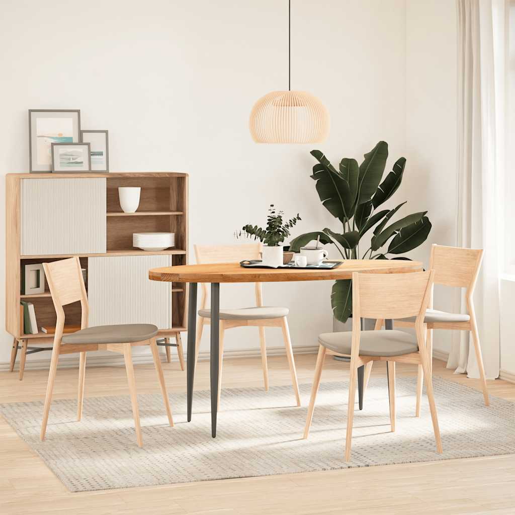 vidaXL Tischplatte Hellbraun 140x60x4 cm Massivholz Eiche Oval