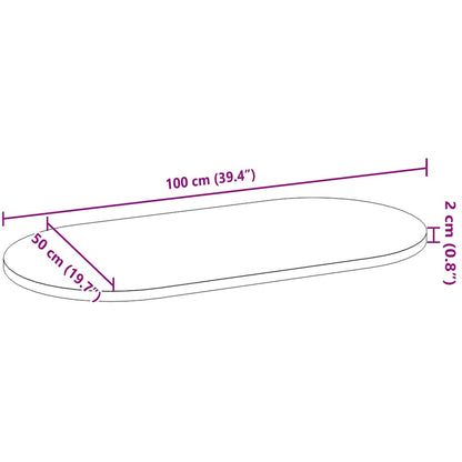 vidaXL Tischplatte 100x50x2 cm Massivholz Eiche Oval