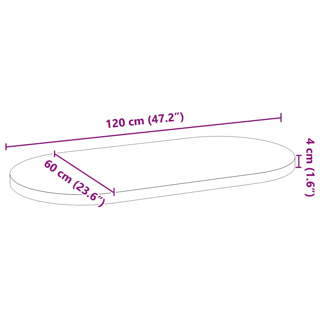 vidaXL Tischplatte 120x60x4 cm Massivholz Eiche Oval