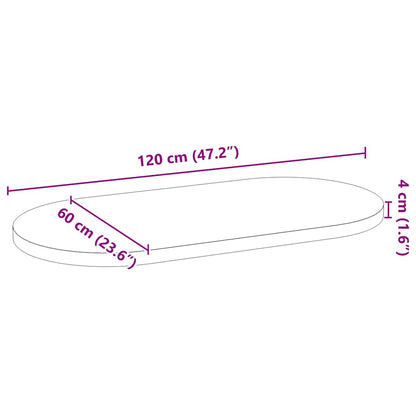 vidaXL Tischplatte 120x60x4 cm Massivholz Eiche Oval
