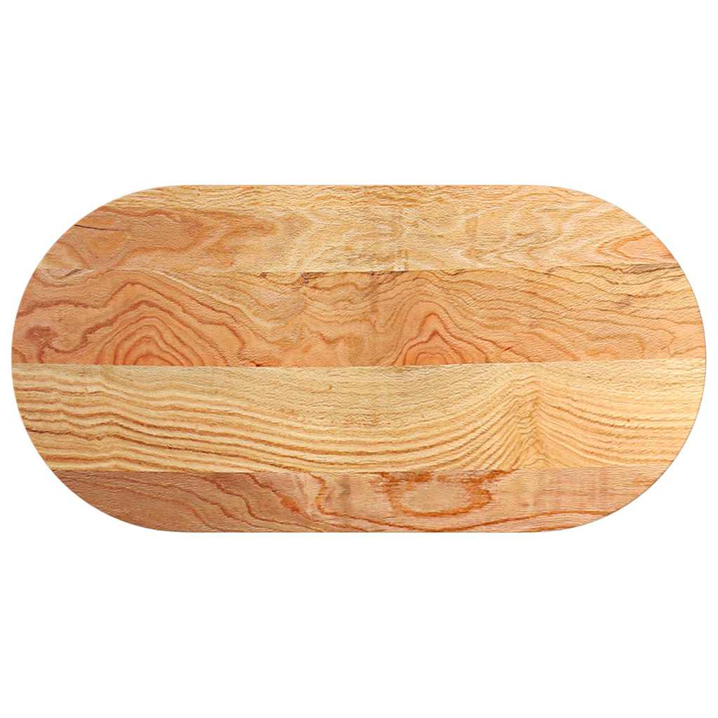 vidaXL Tischplatte Hellbraun 100x50x2 cm Massivholz Eiche Oval