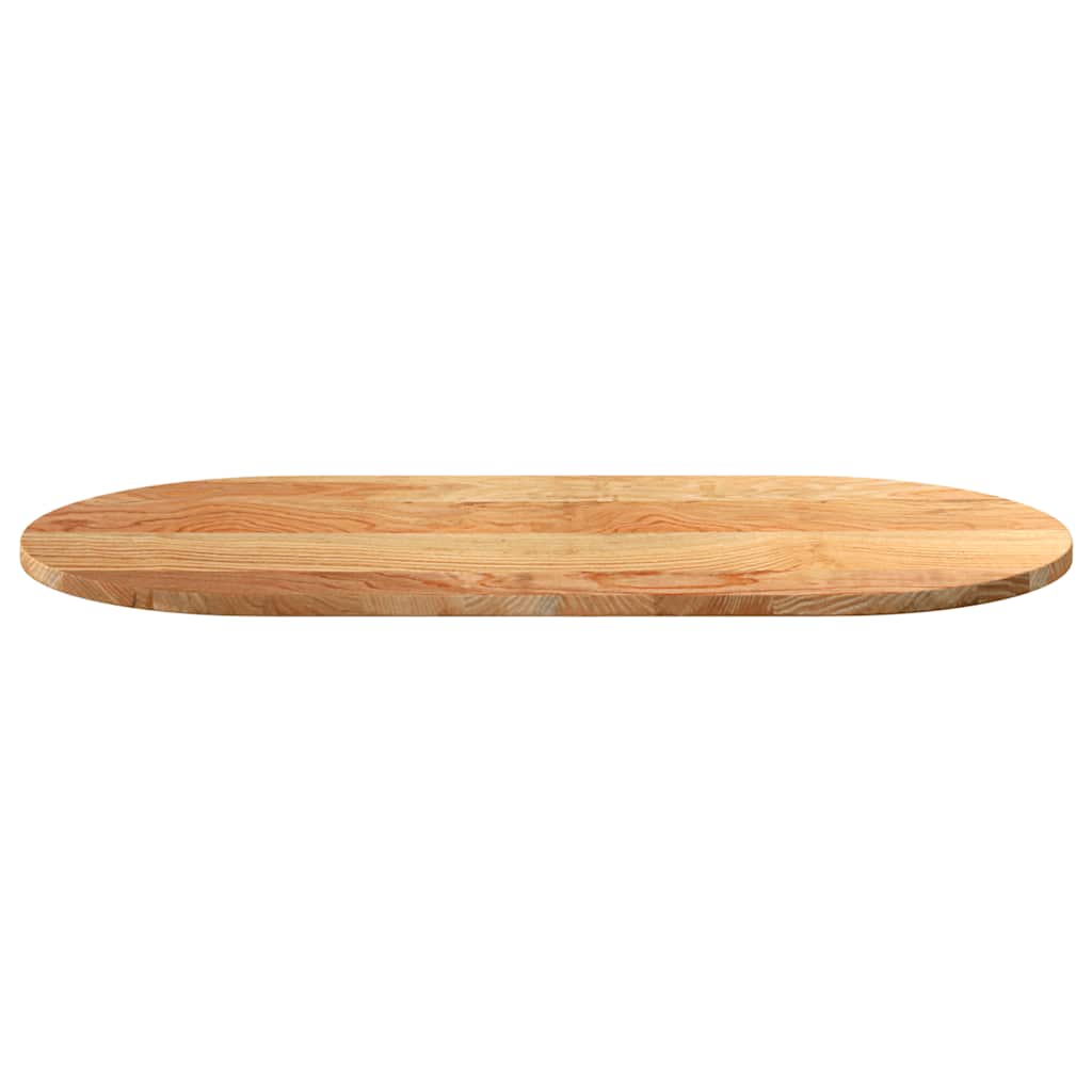 vidaXL Tischplatte Hellbraun 100x50x2 cm Massivholz Eiche Oval