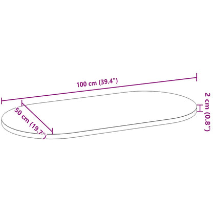 vidaXL Tischplatte Hellbraun 100x50x2 cm Massivholz Eiche Oval