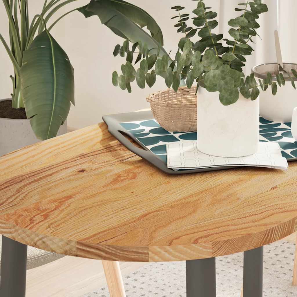 vidaXL Tischplatte Hellbraun 100x50x2 cm Massivholz Eiche Oval