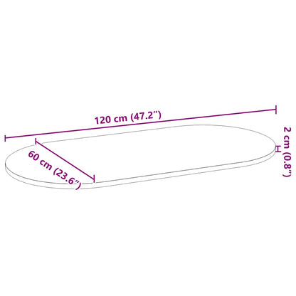 vidaXL Tischplatte Hellbraun 120x60x2 cm Massivholz Eiche Oval