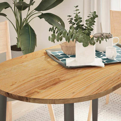 vidaXL Tischplatte Hellbraun 120x60x2 cm Massivholz Eiche Oval