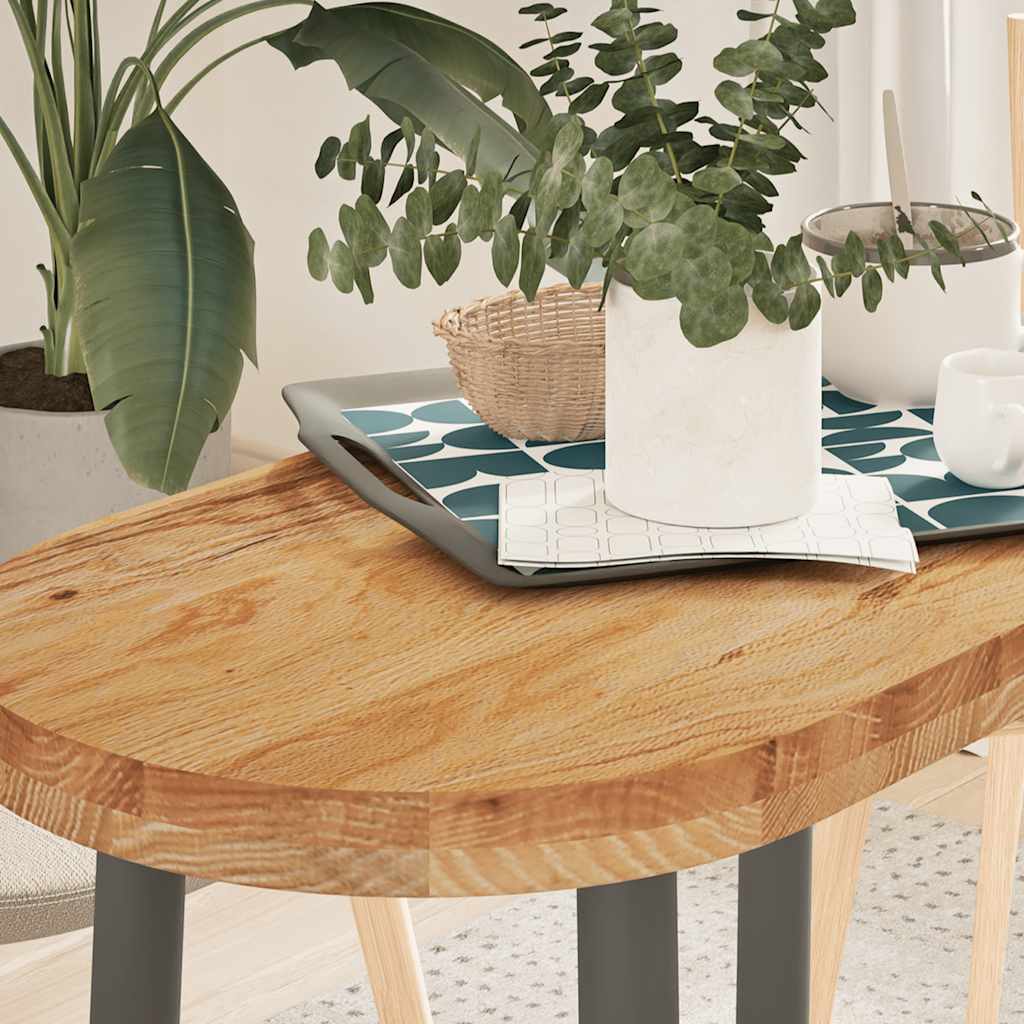 vidaXL Tischplatte Hellbraun 80x40x4 cm Massivholz Eiche Oval