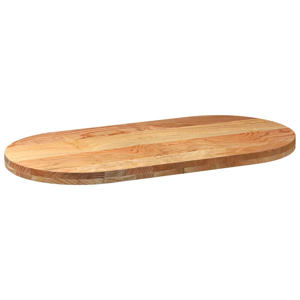 vidaXL Tischplatte Hellbraun 100x50x4 cm Massivholz Eiche Oval