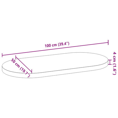 vidaXL Tischplatte Hellbraun 100x50x4 cm Massivholz Eiche Oval