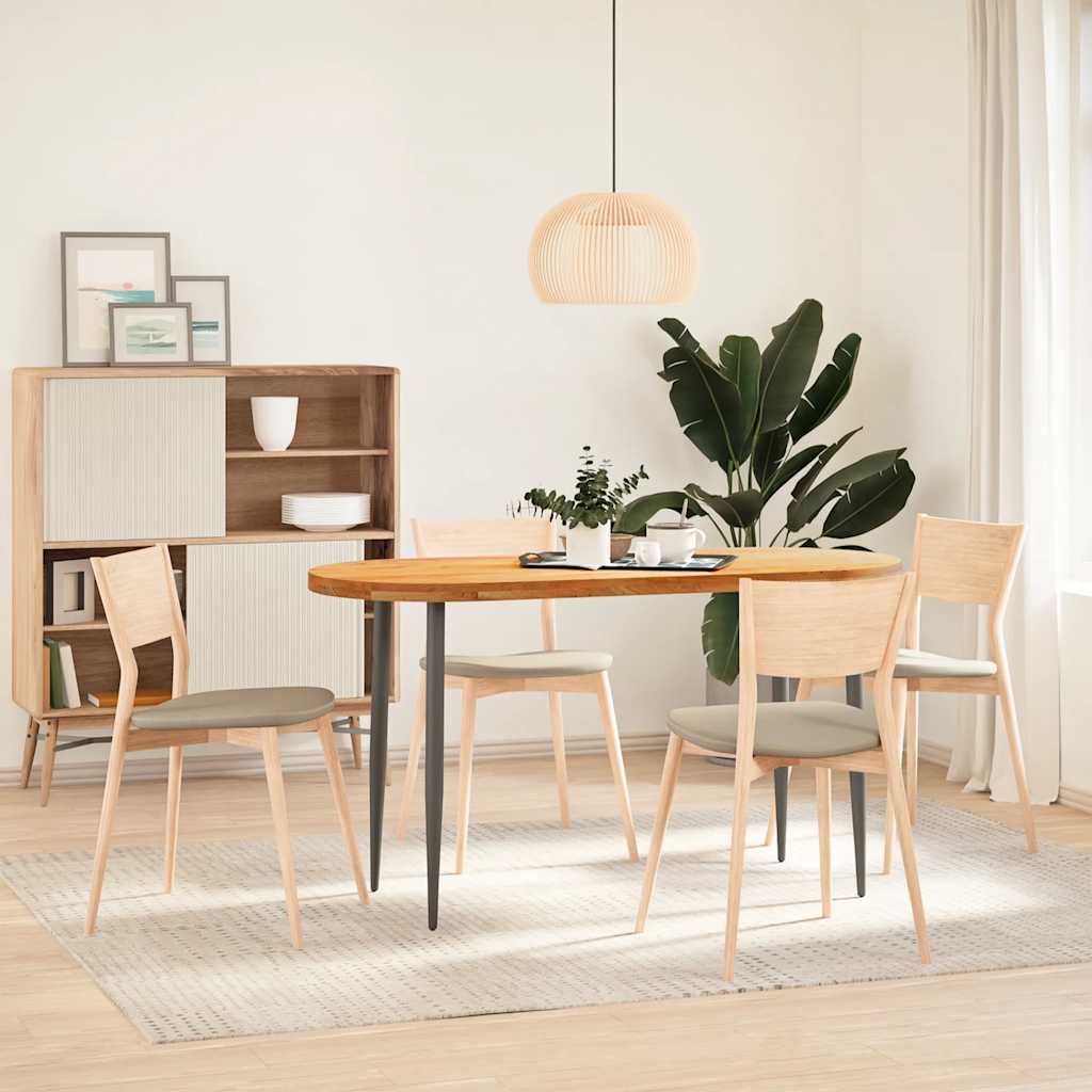 vidaXL Tischplatte Hellbraun 140x60x4 cm Massivholz Eiche Oval