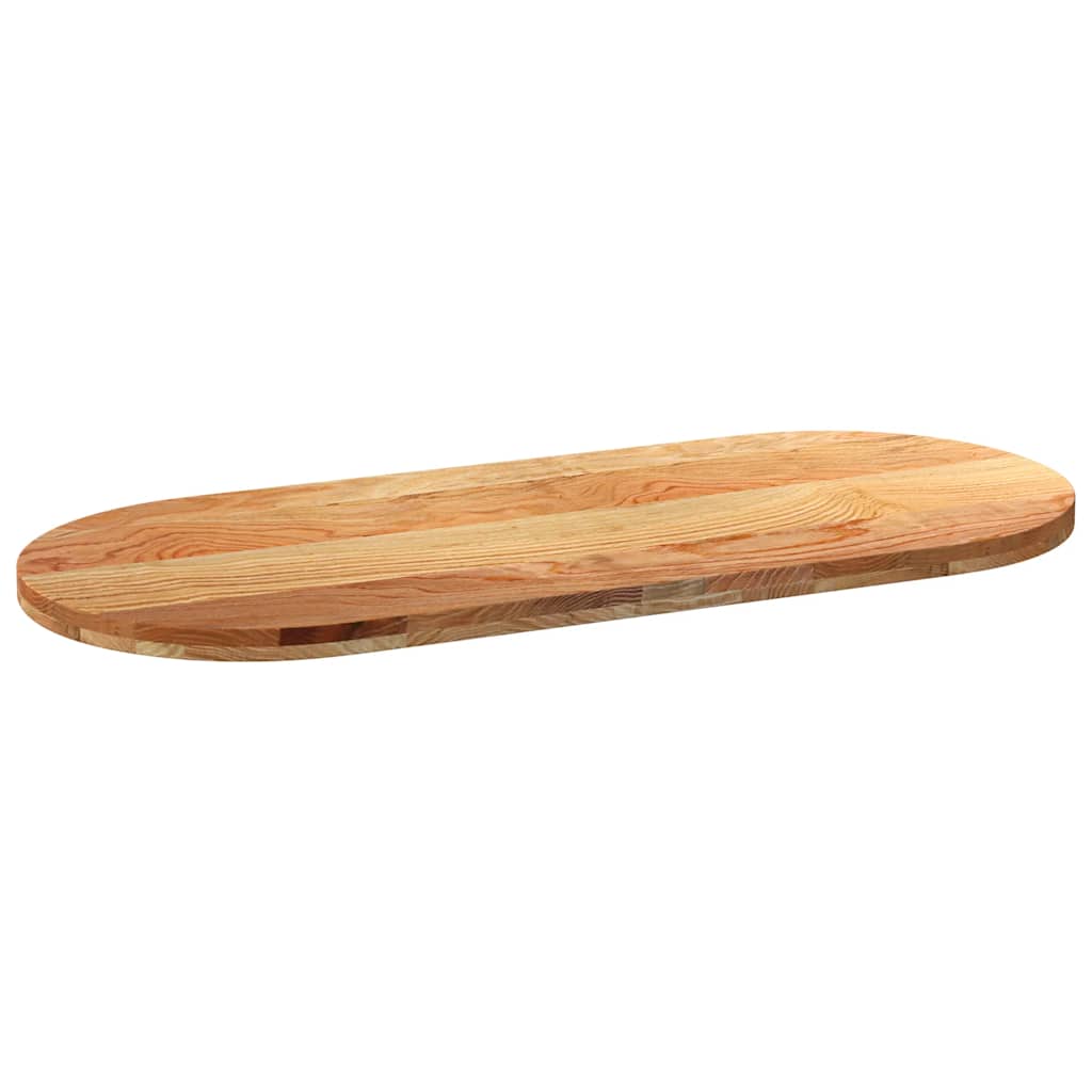 vidaXL Tischplatte Hellbraun 140x60x4 cm Massivholz Eiche Oval