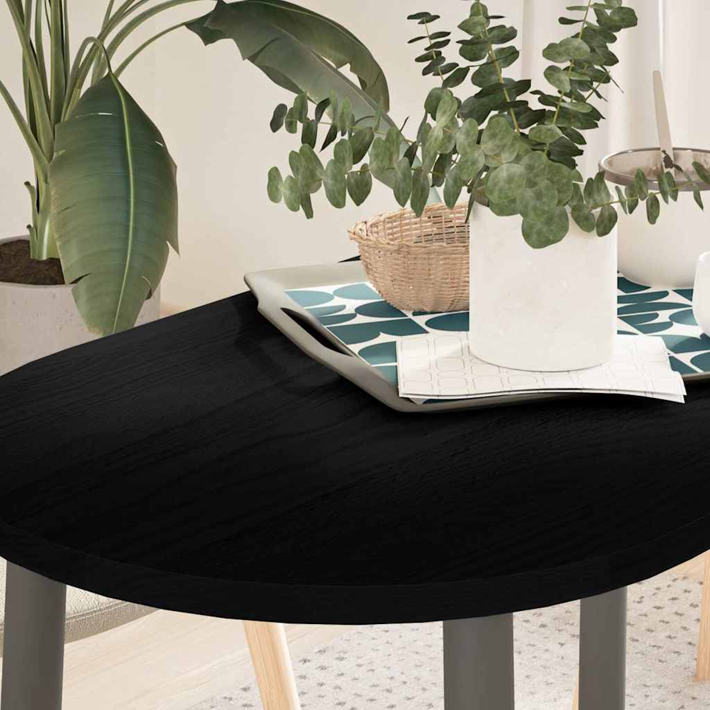 vidaXL Tischplatte Dunkelbraun 100x50x2 cm Massivholz Eiche Oval