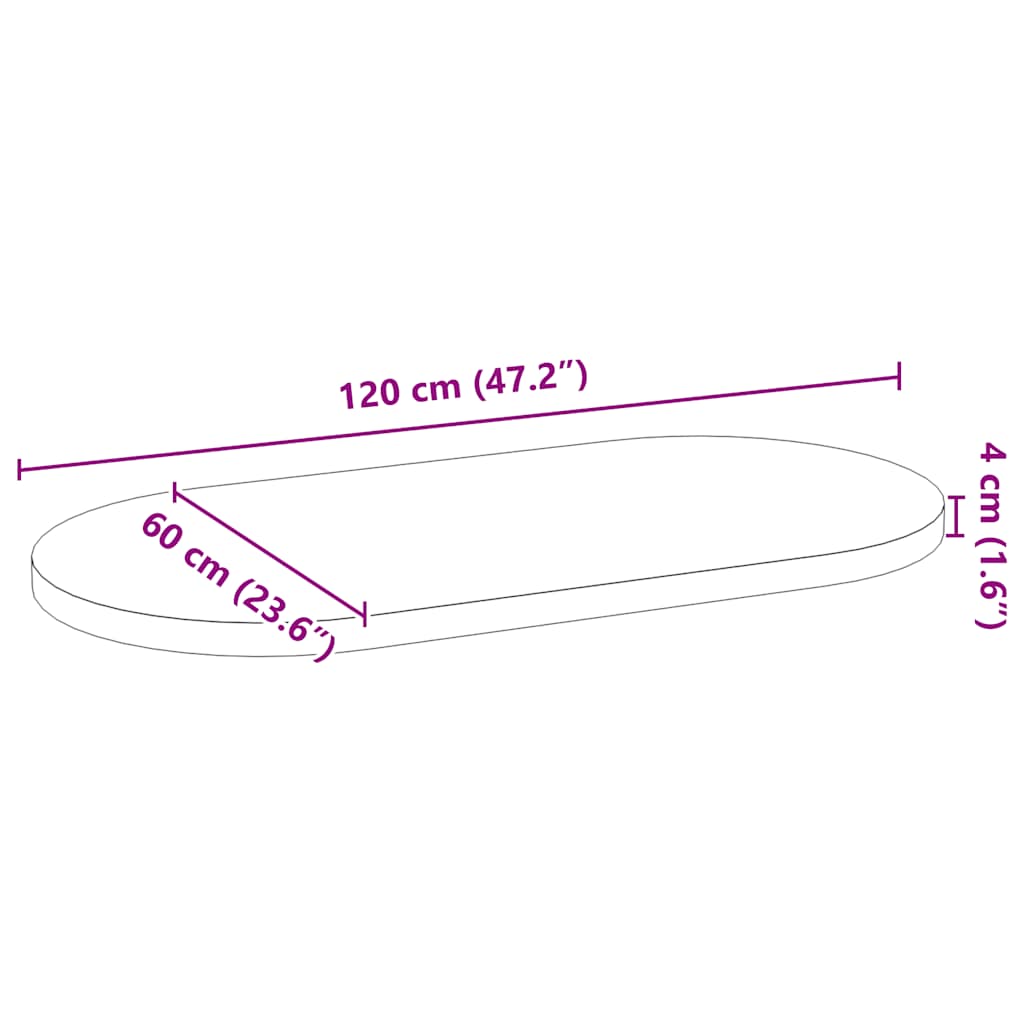 vidaXL Tischplatte Dunkelbraun 120x60x4 cm Massivholz Eiche Oval