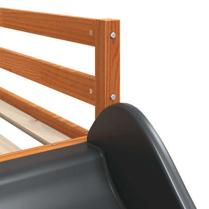 vidaXL Etagenbett mit Rutsche und Gardinen Blau 80x200 cm