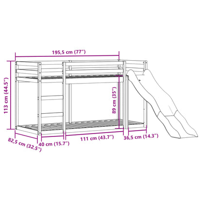 vidaXL Etagenbett mit Rutsche und Leiter 75x190 cm Massivholz Kiefer