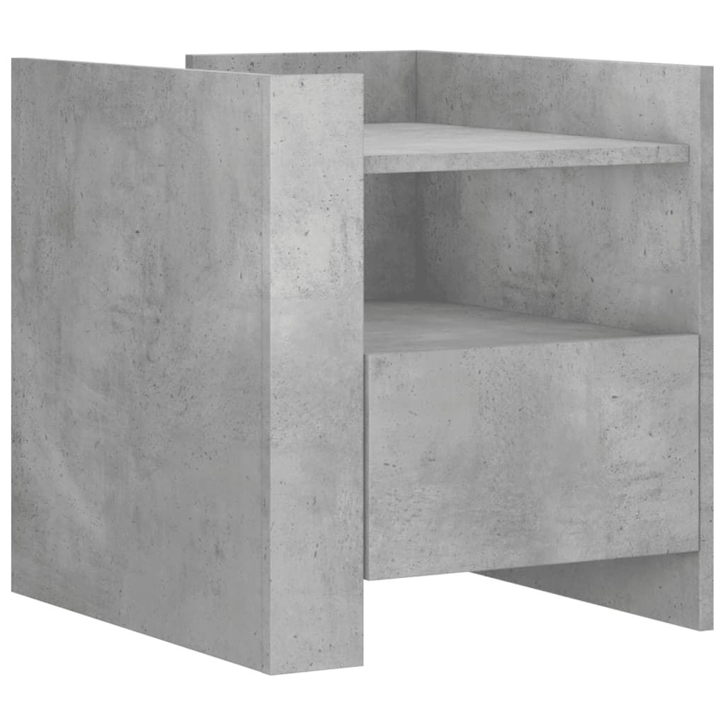 vidaXL Table de chevet gris béton 45x50x50 cm en bois d'ingénierie