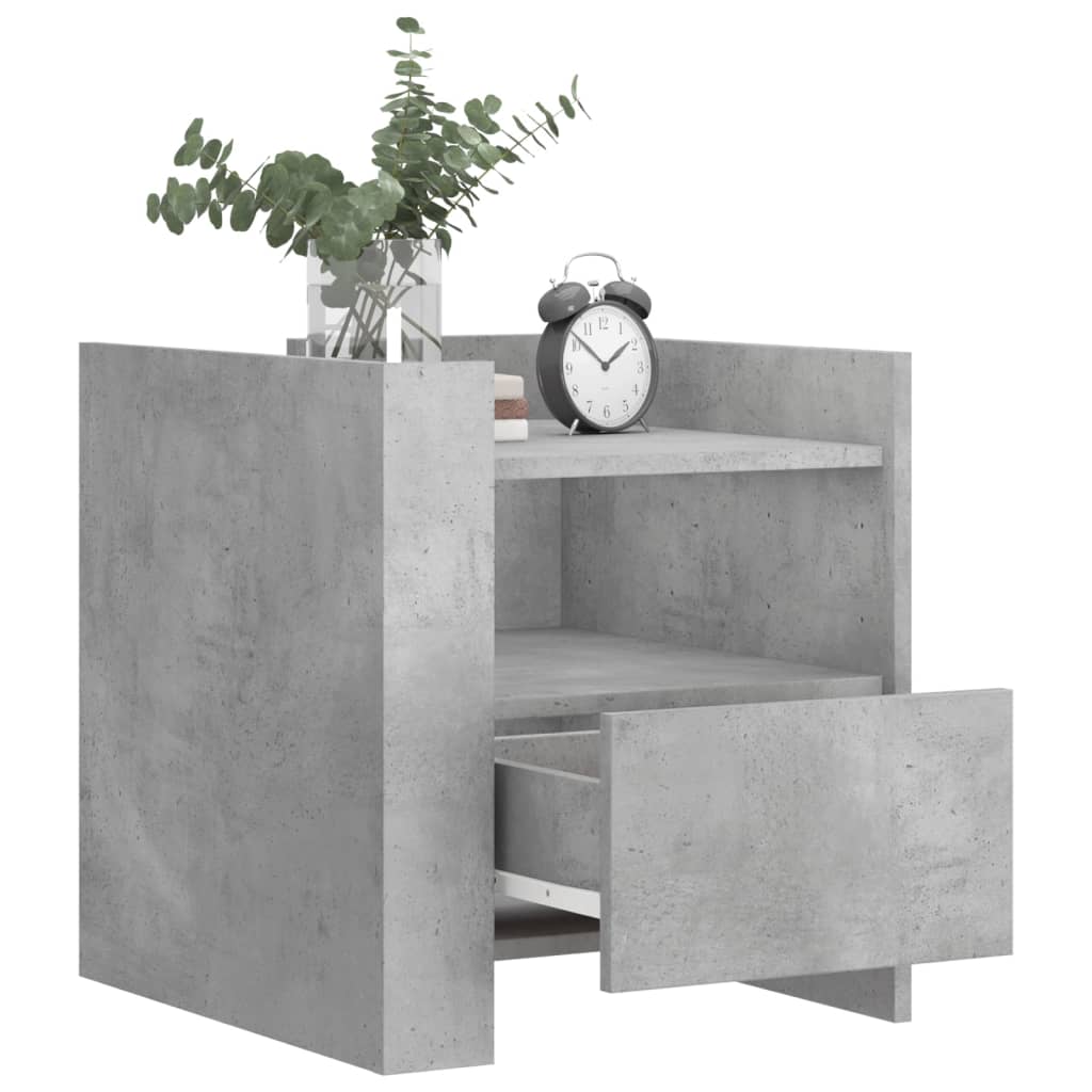 vidaXL Table de chevet gris béton 45x50x50 cm en bois d'ingénierie