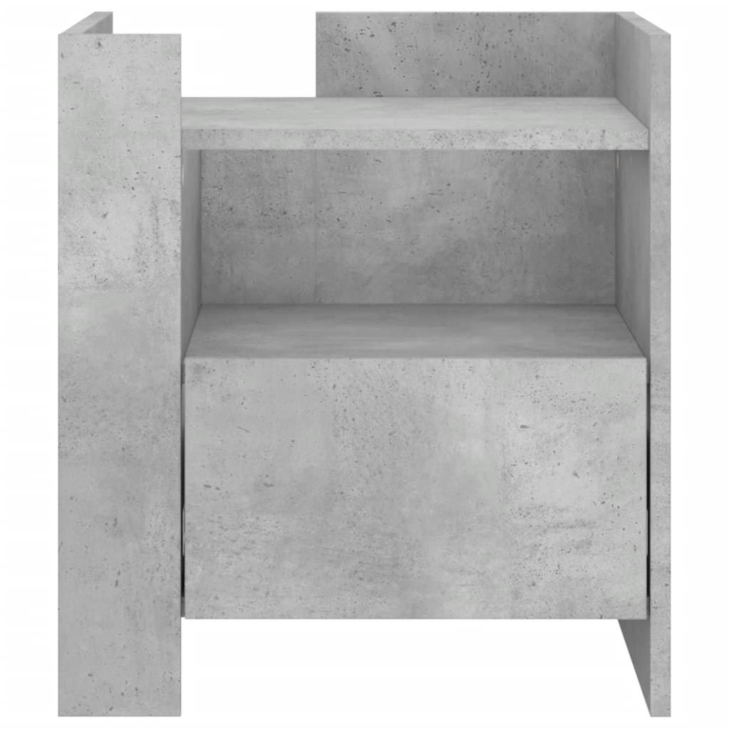 vidaXL Table de chevet gris béton 45x50x50 cm en bois d'ingénierie
