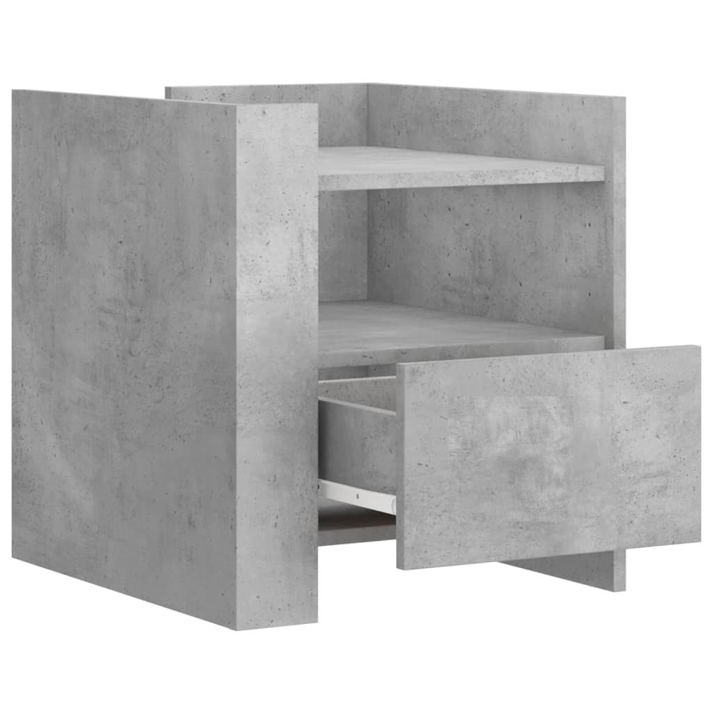 vidaXL Table de chevet gris béton 45x50x50 cm en bois d'ingénierie