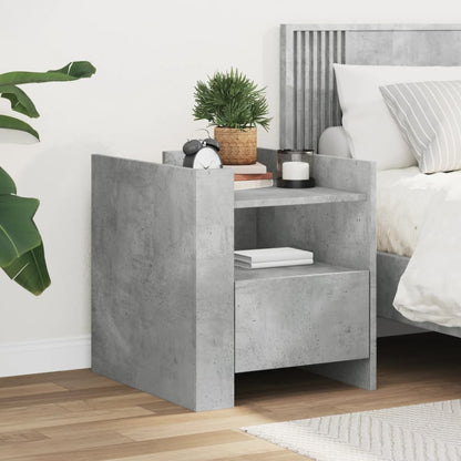 vidaXL Table de chevet gris béton 45x50x50 cm en bois d'ingénierie