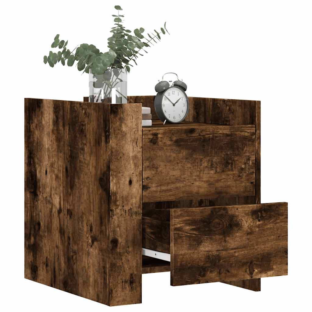 vidaXL Table de chevet chêne fumé 45x50x50 cm Aggloméré