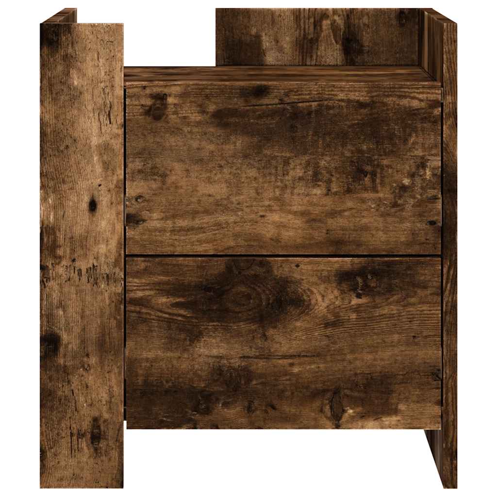 vidaXL Table de chevet chêne fumé 45x50x50 cm Aggloméré