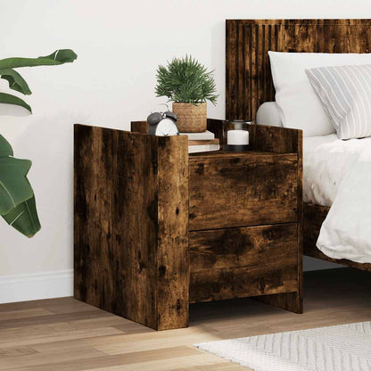 vidaXL Table de chevet chêne fumé 45x50x50 cm Aggloméré