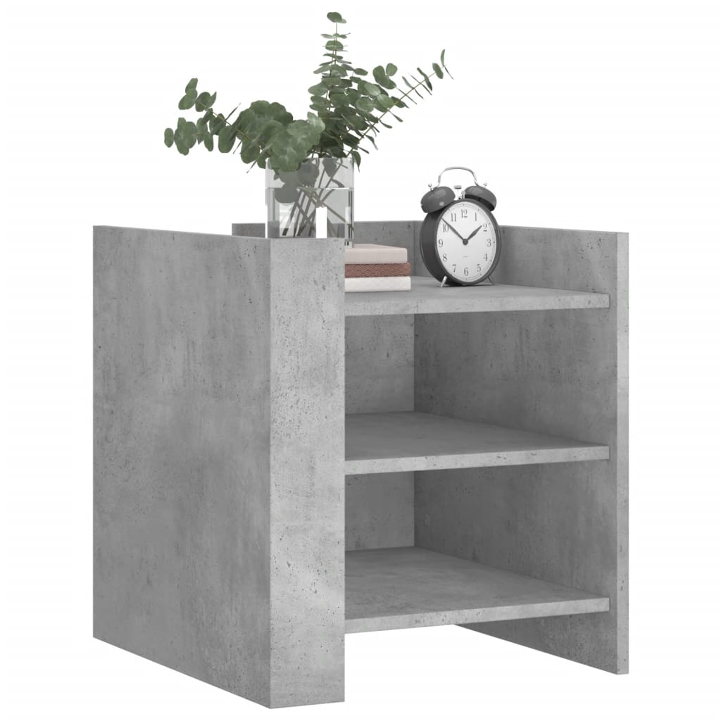 vidaXL Table de chevet gris béton 45x50x50 cm en bois d'ingénierie