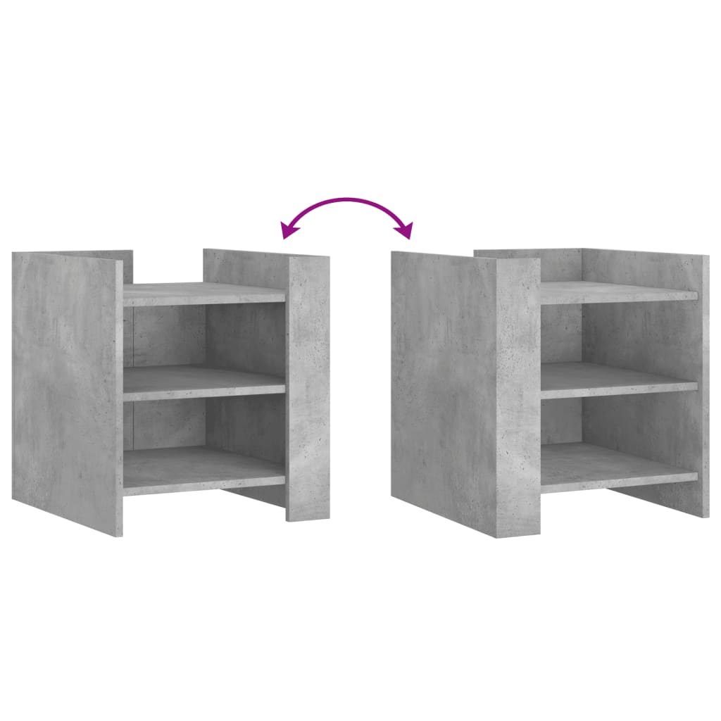 vidaXL Table de chevet gris béton 45x50x50 cm en bois d'ingénierie