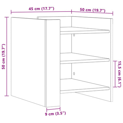 vidaXL Table de chevet gris béton 45x50x50 cm en bois d'ingénierie