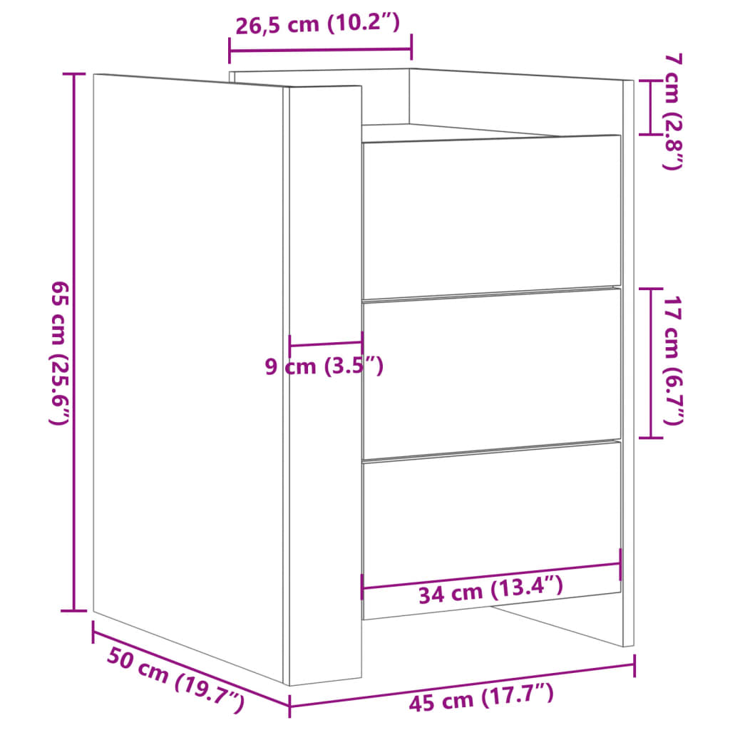 vidaXL Nachttisch Schwarz 45x50x65 cm Holzwerkstoff