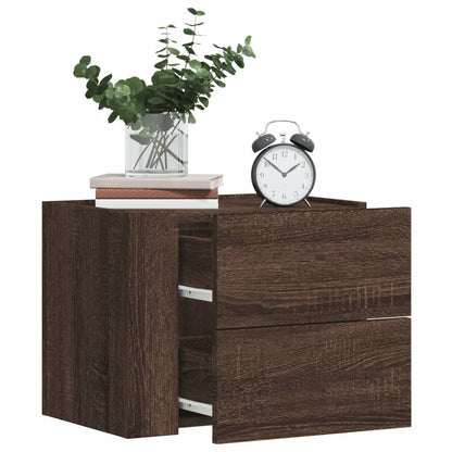 vidaXL Table de chevet murale aspect chêne marron 45x30x35 cm
