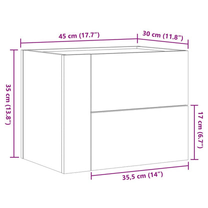vidaXL Table de chevet murale aspect chêne marron 45x30x35 cm