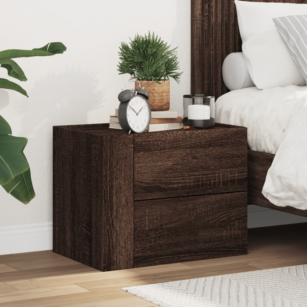 vidaXL Table de chevet murale aspect chêne marron 45x30x35 cm