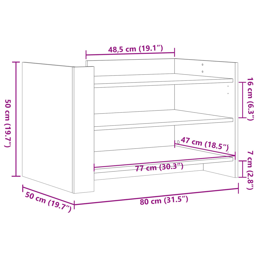 vidaXL Couchtisch Grau Sonoma 80x50x50 cm Holzwerkstoff