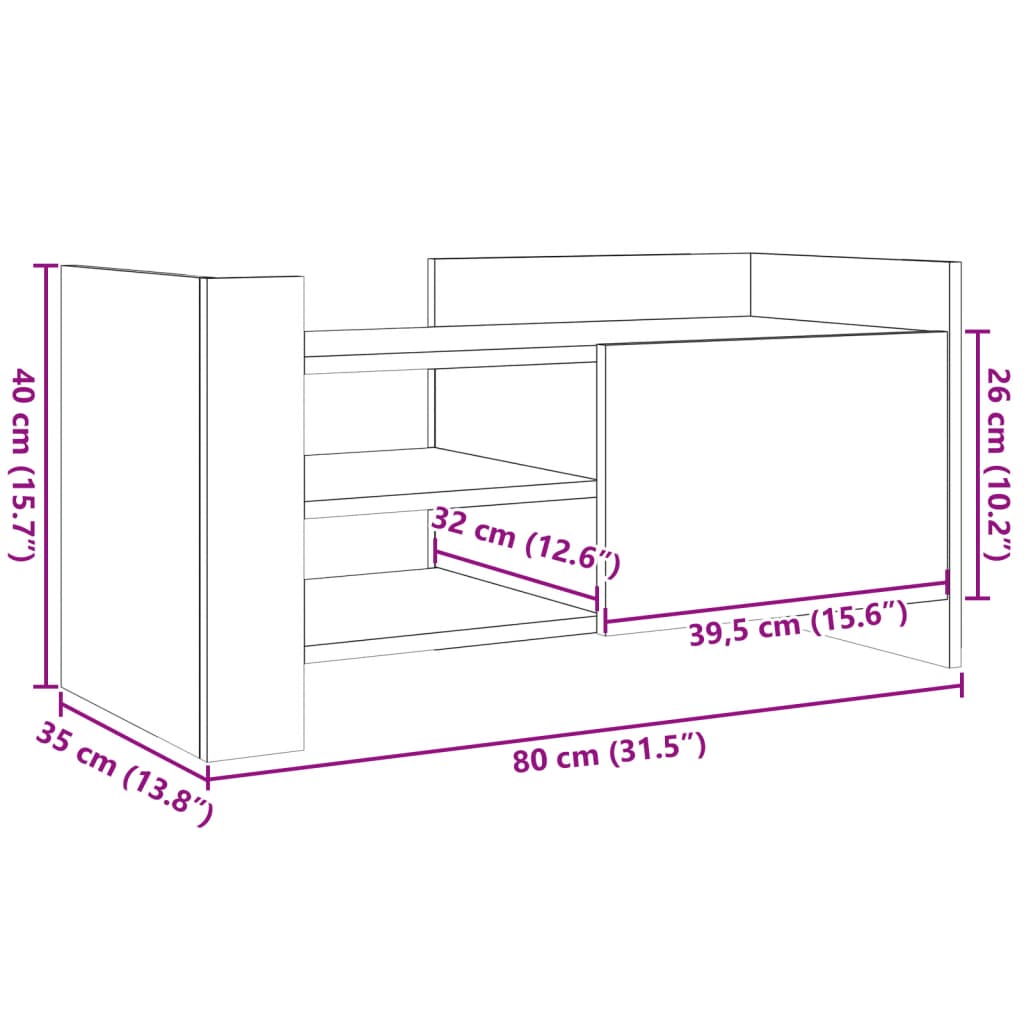 vidaXL TV-Schrank Braun Eichen-Optik 80x35x40 cm Holzwerkstoff