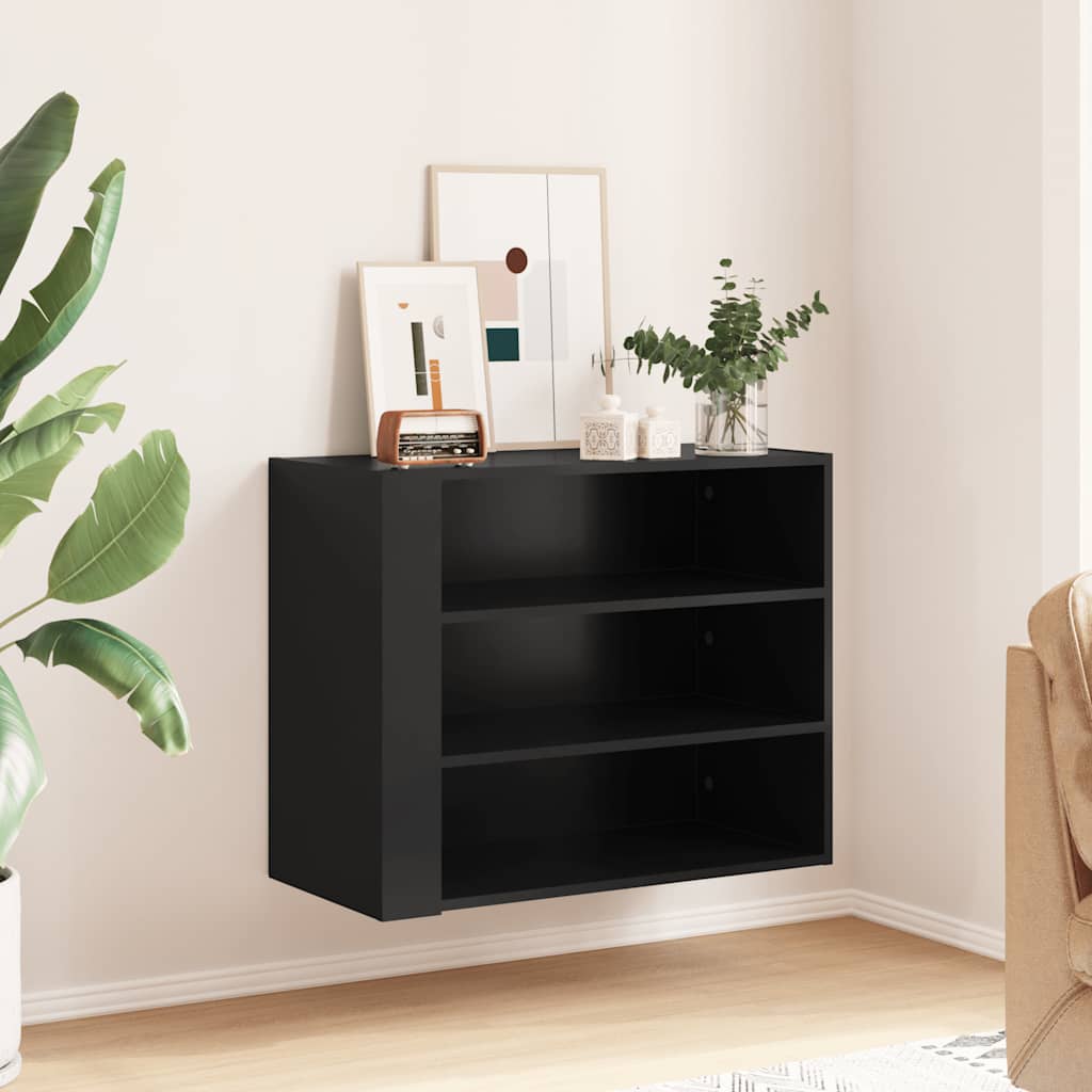 vidaXL Wandregal Schwarz 75x35x60 cm Holzwerkstoff