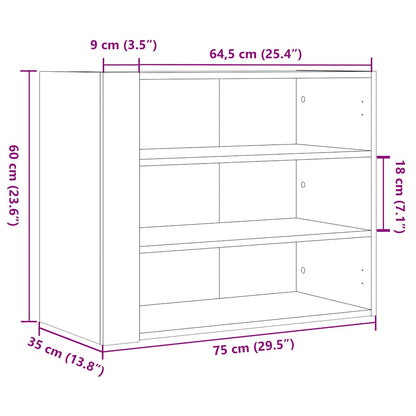vidaXL Wandregal Sonoma-Eiche 75x35x60 cm Holzwerkstoff