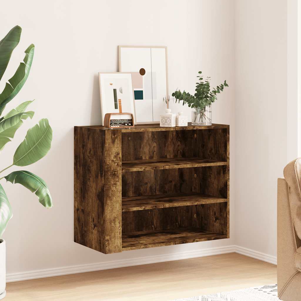 vidaXL Wandregal Räuchereiche 75x35x60 cm Holzwerkstoff
