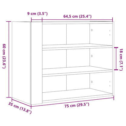 vidaXL Wandregal Räuchereiche 75x35x60 cm Holzwerkstoff