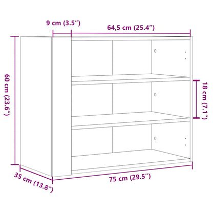 vidaXL Wandregal Braun Eichen-Optik 75x35x60 cm Holzwerkstoff